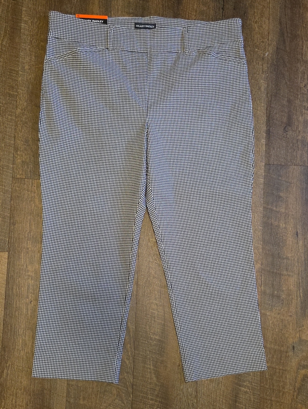 Hilary Radley Black & White Mini Houndstooth Ankle Pants